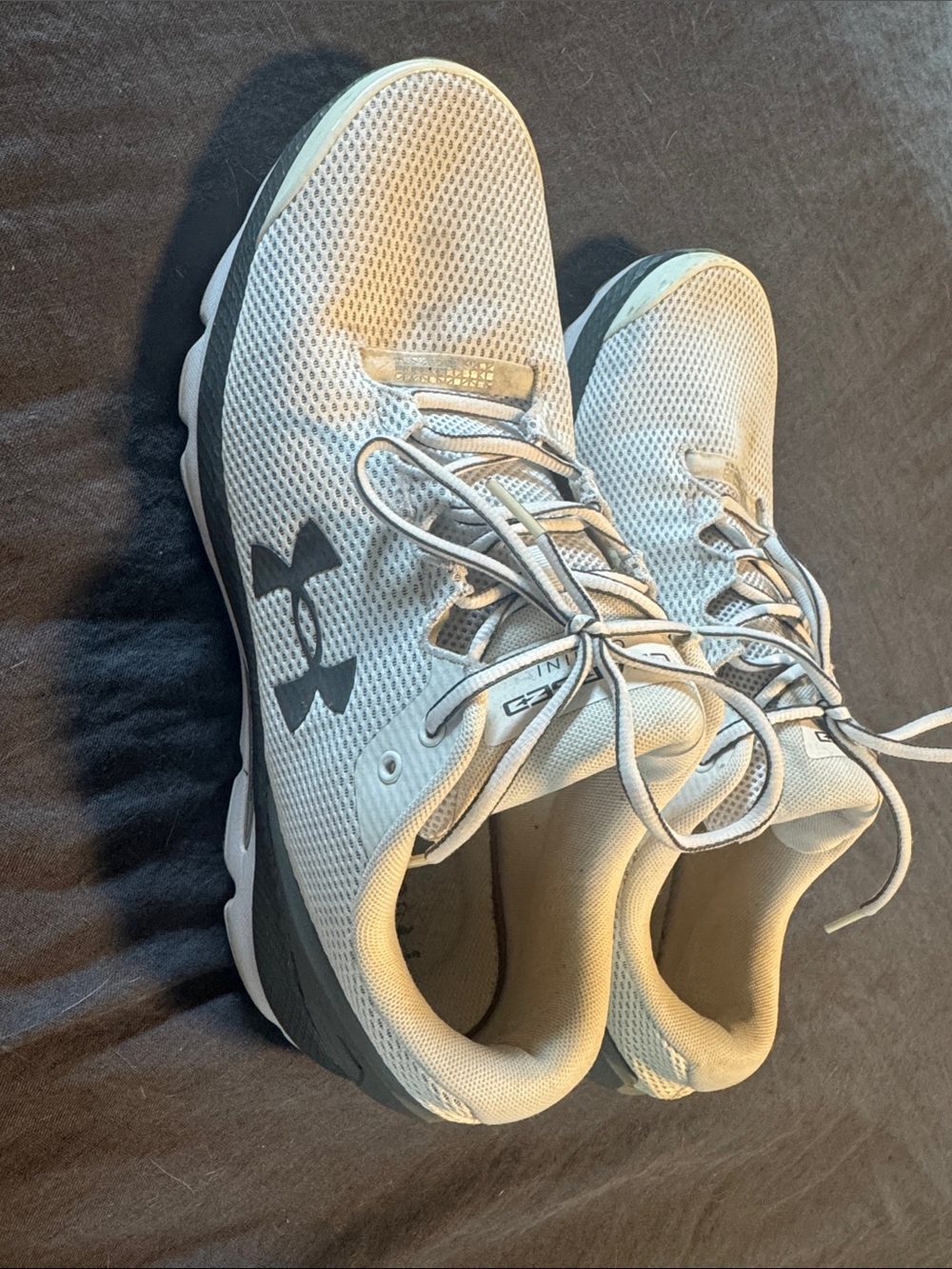 Under Armour Light Gray and Black Mesh Training Shoes